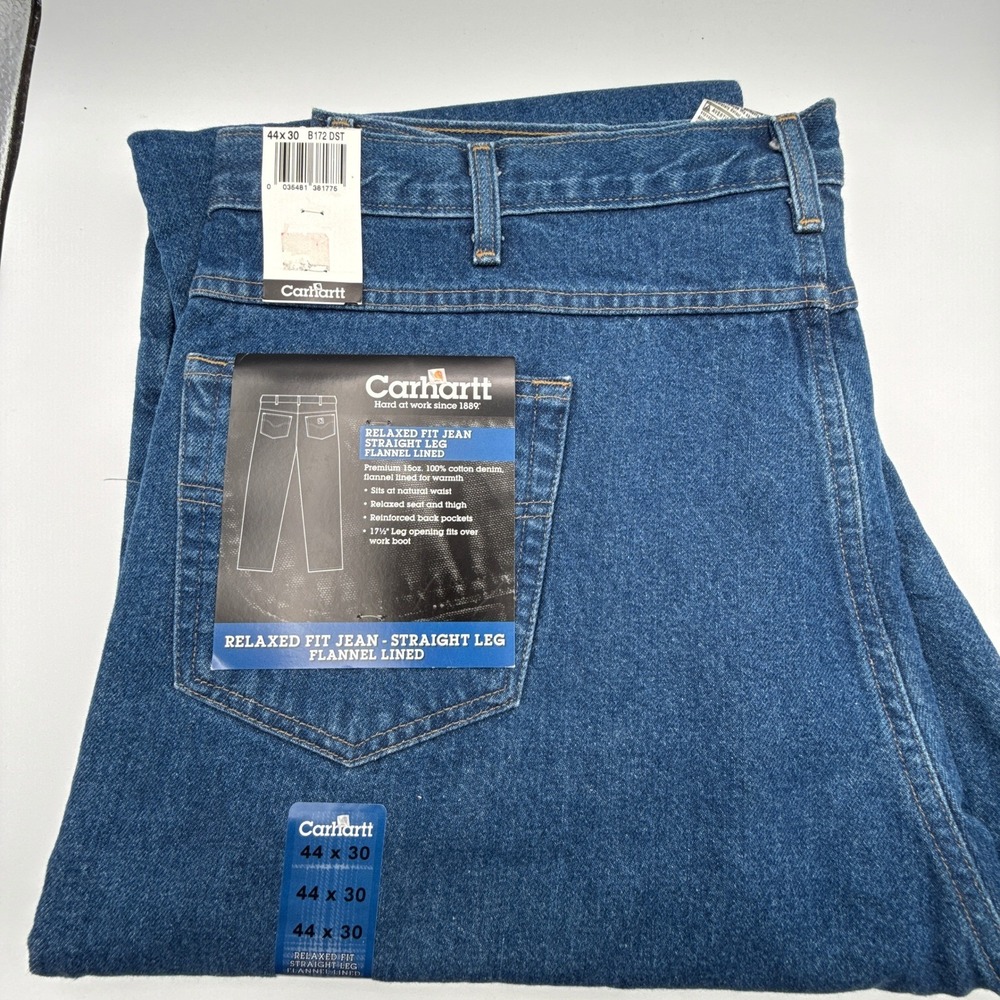 Carhartt‎ Relaxed Fit Flannel Lined Jeans Mens 44x30 B172 DST NWT NOS Denim